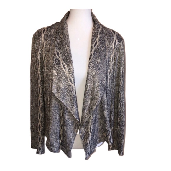 Chico's Jackets & Blazers - Chico’s Metallic Snakeskin Print Open Jacket Large